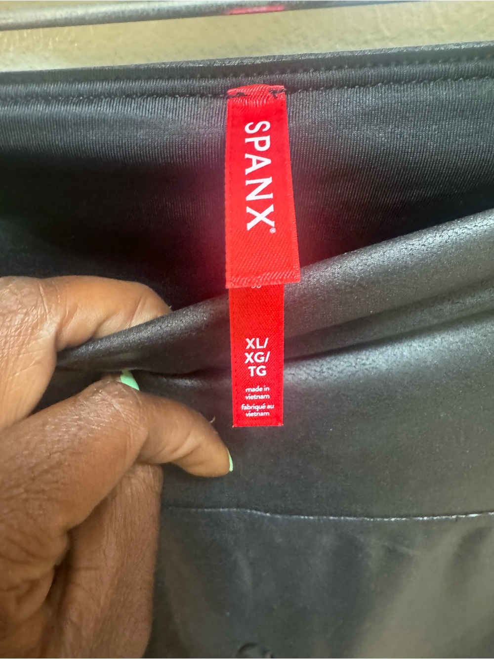 SPANX Black High-Waist Faux leather leggings size XL